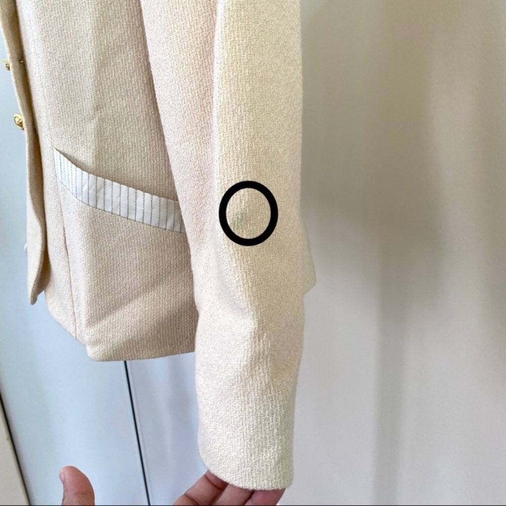 VINTAGE ALBERT NIPON BLAZER
JACKET STRUCTURED IVORY CREAM BEIGE WOOL BLEND SZ 4 - Picture 7 of 14